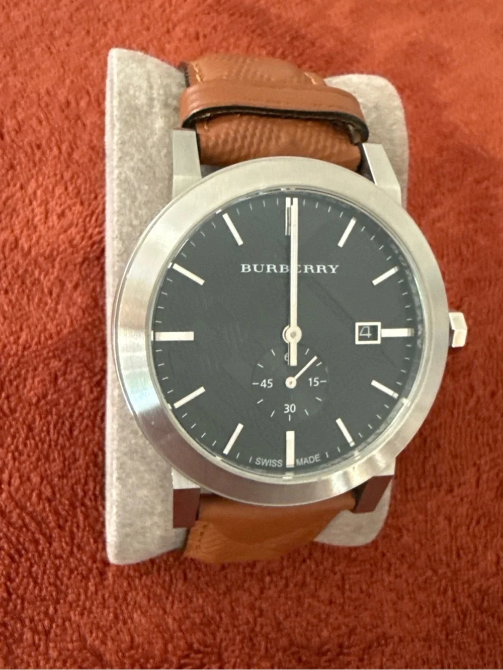 Burberry The City BU9905 Swiss Made Black Dial Brown Leather Watch